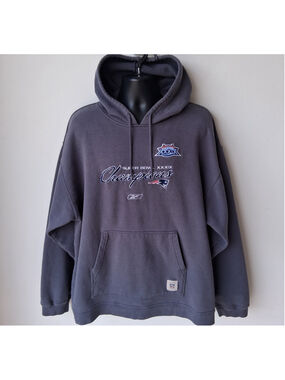VTG Patriots Super Bowl 39 2XL Hoodie Reebok NFL Gridiron Classics Gray